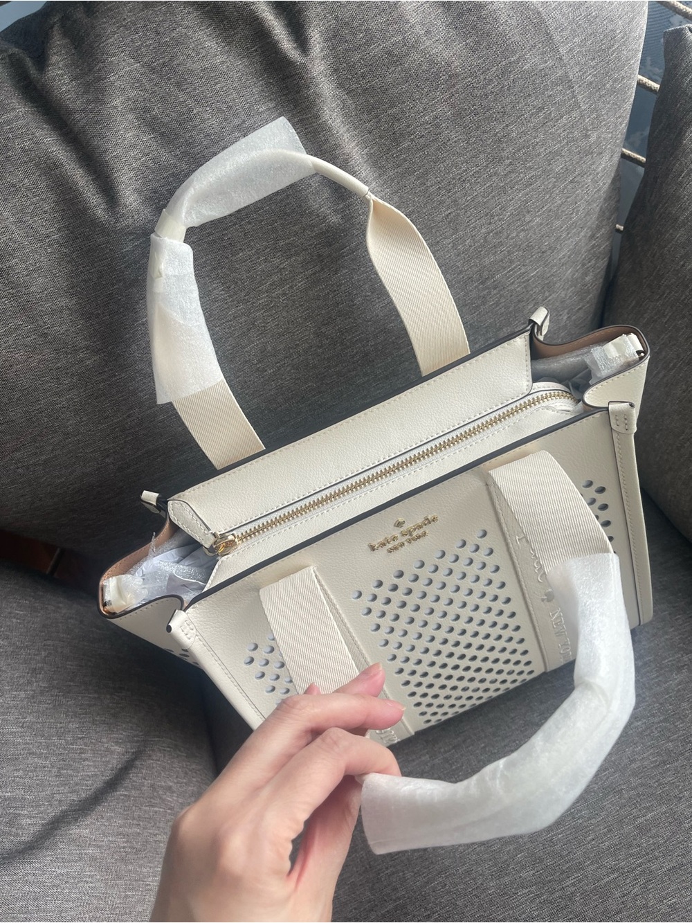 Kip Perforated Leather Small Tote | Kate Spade New York - Picture 3 of 7